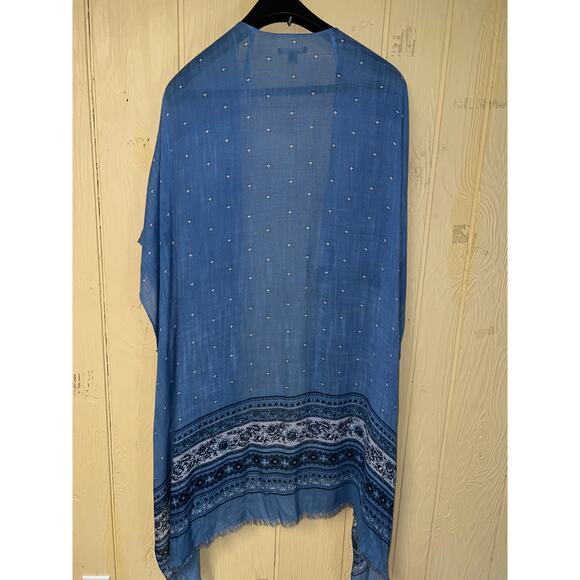 American Eagle One Size Raw Fray Open Cardigan Topper Gauze Blue Boho OS - Picture 4 of 8